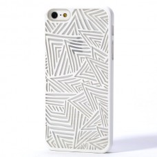 iPhone SE 5 5s - Carved Triangle Pattern Matte PC Hard Protective Phone Cover Case - White